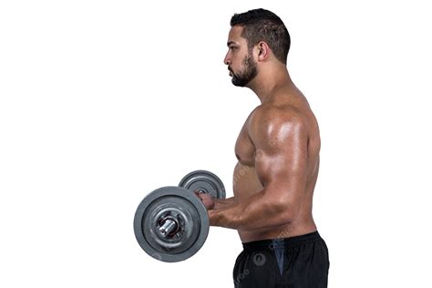 Muscular Man Lifting Heavy Barbell Body Working Out Focused Shape