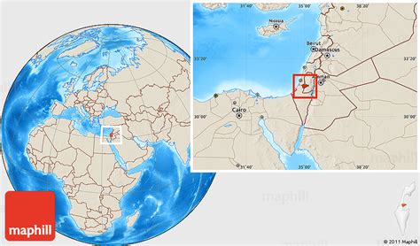 Shaded Relief Location Map of Jerusalem
