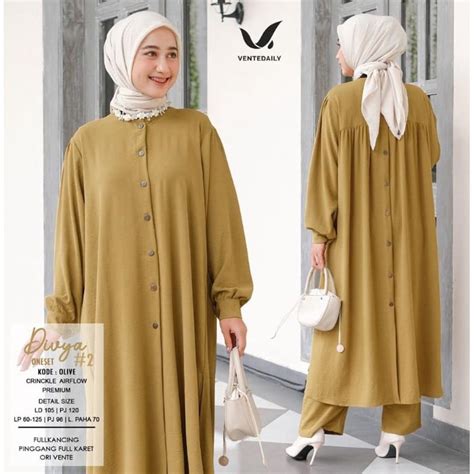 Jual ONE SET JUMBO LONG TUNIK DIVYA CRINKEL AIRFLOW PREMIUM SETELAN