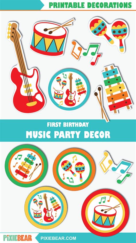 Music Birthday Party Decorations Printable Music First Birthday Decor, Music Themed Party ...