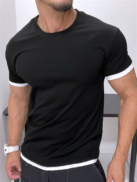 Manfinity Homme Men Contrast Trim Tee Shein Usa