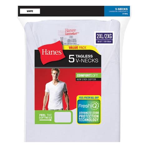 Hanes Big Mens Freshiq Comfortsoft White V Neck Undershirt 6 Pack 777p5 3xl Rural King