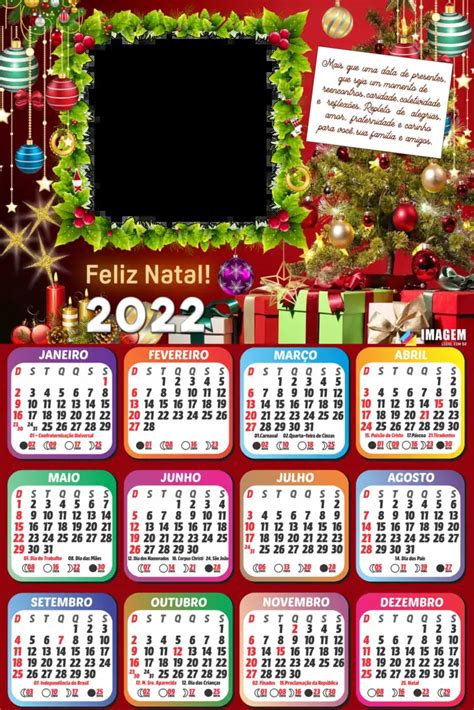 Calendário 2022 Feliz Natal Com Mensagem Para Fazer Colagem Imagem Legal