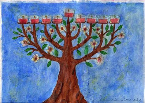 Almond Blossom Menorah Painting By Cassandra Donnelly