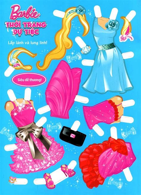 Barbie Paper Doll Clothes And Accessories On A Blue Background