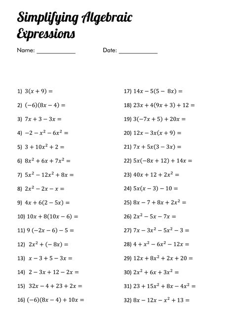 20++ Simplifying Algebraic Expressions Worksheet – Worksheets Decoomo