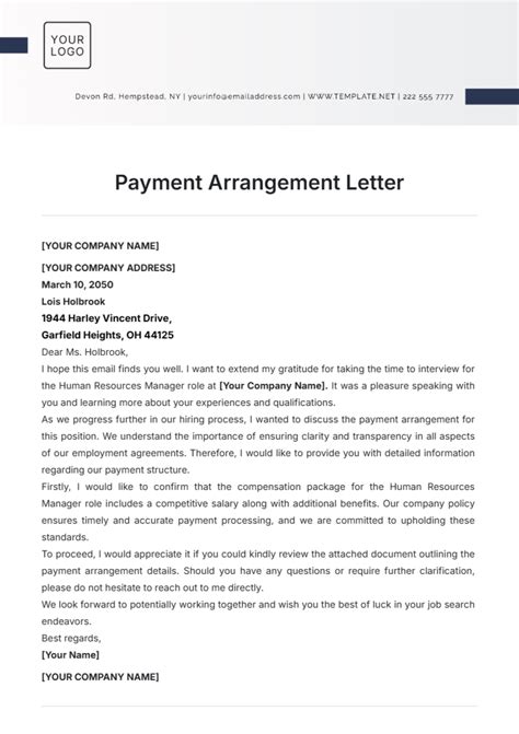 Free Payment Letter Templates, Editable and Printable