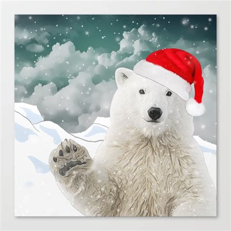 Santa Polar Bear Canvas Print By Nirvana K Society6