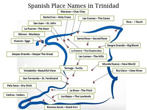 Map Of Trinidad And Tobago With Spanish Names