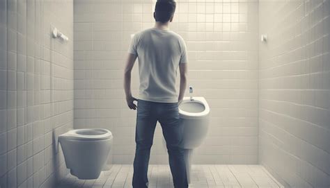 Premium Photo Man Is Standing Pee In A Toilet Healthcare Urinal Concept