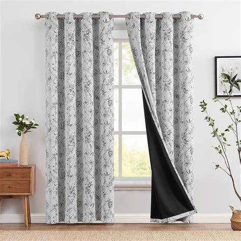 Amazon Jinchan Blackout Floral Curtains Inches Long Black