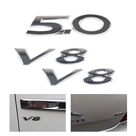 3D 5 0 Emblem And V8 Emblem Metal Badge Stickers Decal For Jaguar