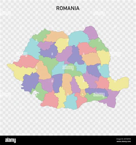 Mapa Coloreado Aislado De Rumania Con Las Fronteras De Las Regiones