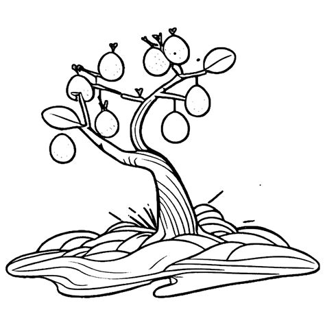 Plum Tree Coloring Page Creative Fabrica