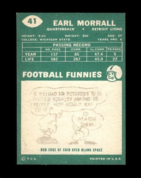 Topps Set Break Earl Morrall Nr Mint Gmcards Ebay