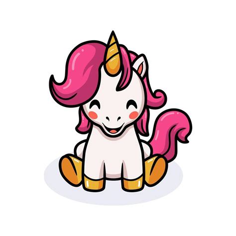 Lindo Bebé Unicornio Dibujos Animados Sentado 10380831 Vector En Vecteezy