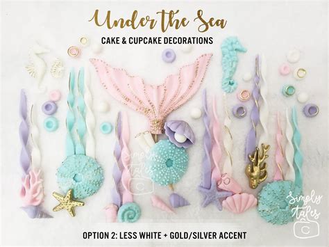 Edible Under The Sea Mermaid Tail Fondant Cake Topper Kit Etsy