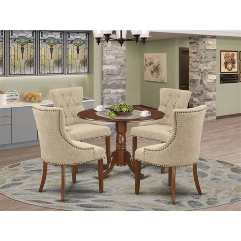 East West Furniture Dublin 5 Piece Wood Dining Set In Mahogany Doeskin