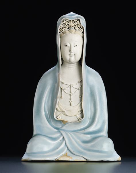 An Exceptionally Rare Qingbai Seated Figure Of Guanyin Southern Song