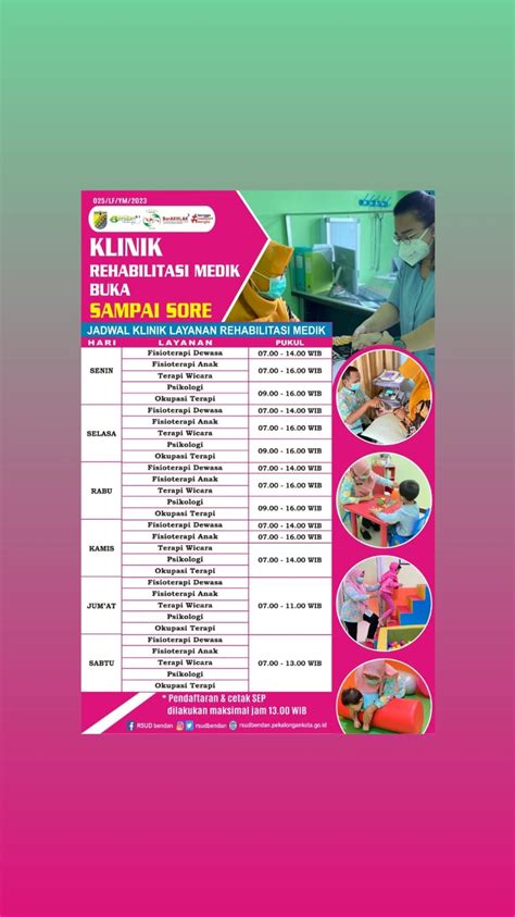 Jadwal Pelayanan Poli Klinik Rehabilitasi Medik Rumah Sakit Umum