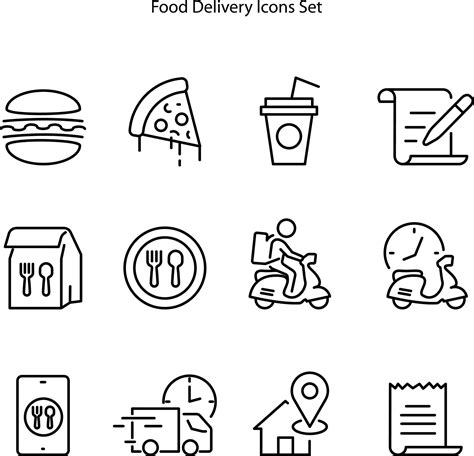 Save Download Preview food delivery icons set isolated on white ...