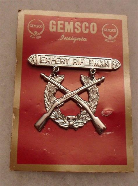 Wwii Gemsco Usmc Expert Rifleman Badge On Maker Card Clutch Back 1923291815