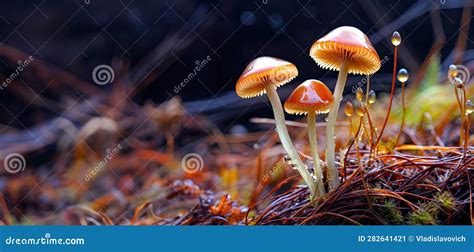 Psilocybe Semilanceata Mushrooms Growing In Forest Magic Mushrooms For