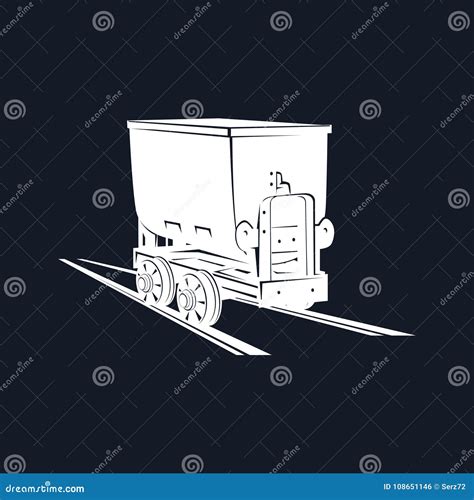 Coal Mine Trolley On A Black Background Stock Vector Illustration Of