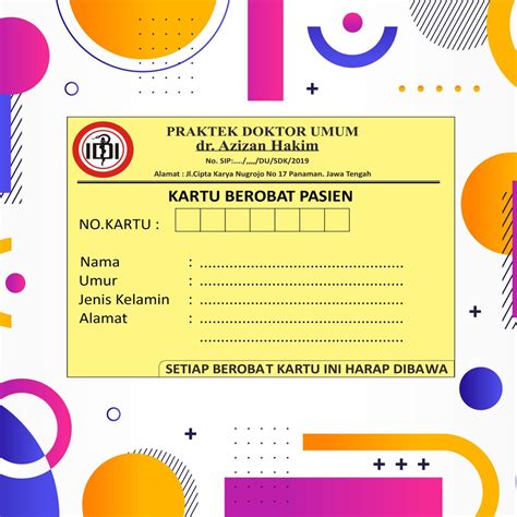 Jual Cetak Kartu Berobat Pasien Kartu Kunjungan Pasien Custom Shopee