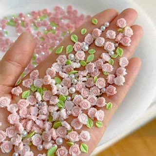 Jual 3D Rose Wedding Nails Hiasan Pearl Bunga Mawar Timbul 3D Resin