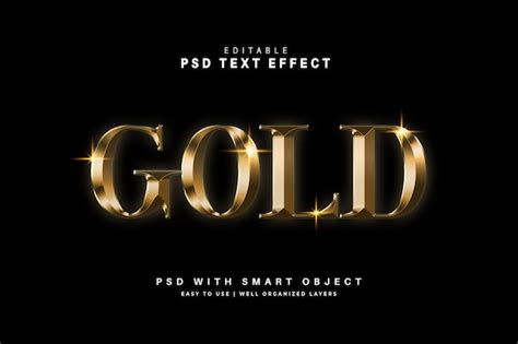 Efeito de texto editável em ouro PSD Premium