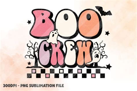 Boo Crew Retro Halloween Sublimation Graphic By CrazyCatPrints