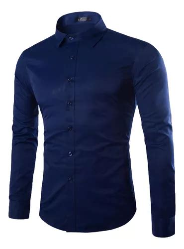 Camisas Manga Larga Para Hombres Slim Fit Elegantes Casual Cuotas Sin