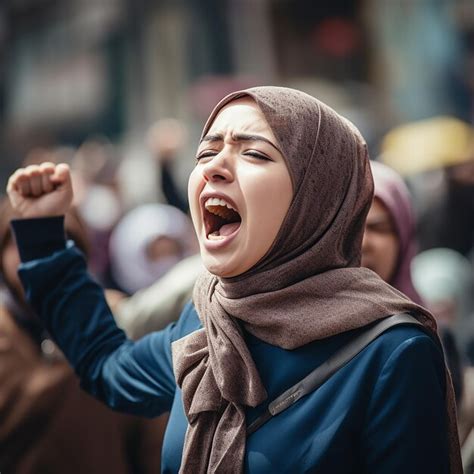 Premium Photo | Muslim woman wearing hijab is protesting for Palestine