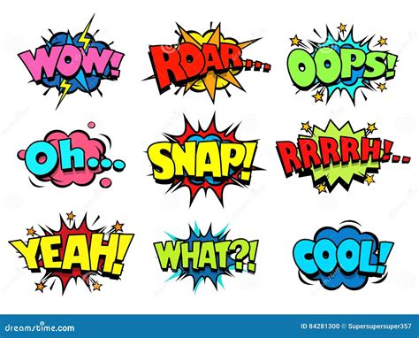 Comic Book Sound Effect Speech Bubbles Marveling And Enjoying