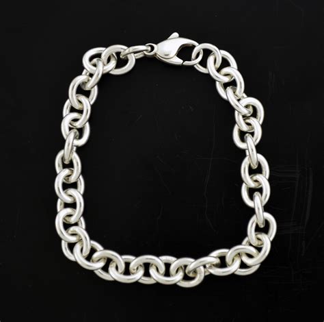 Tiffany & Co 925 Sterling Silver Round Link Chain Bracelet 7.5" NO ...