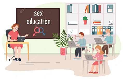 Fondo Plano De Educación Sexual Con Maestra En El Tablero Dando Lecciones A Los Niños En La