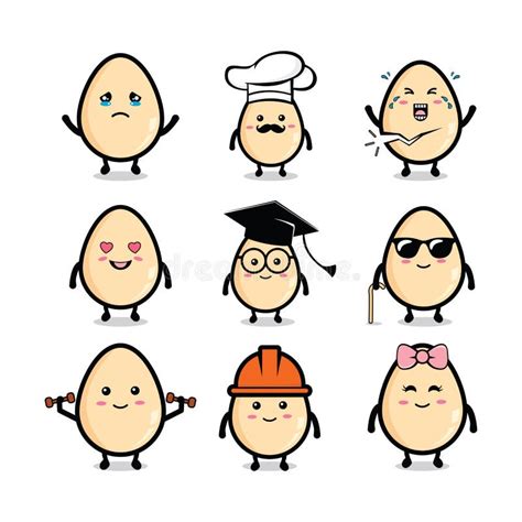 Cute Egg Mascot Vector Illustration Stock Vector Illustration Of