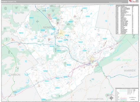 Monroe County, PA Wall Map Premium Style by MarketMAPS