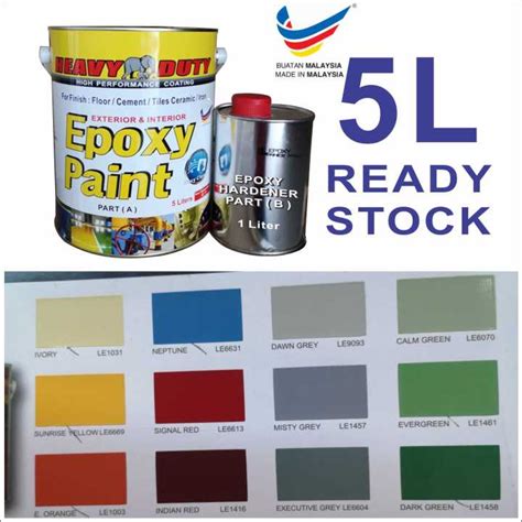 5 Liter Epoxy 5l Heavy Duty Epoxy Paint Two Pack Epoxy Floor Paint Cat Lantai 5l Coatings