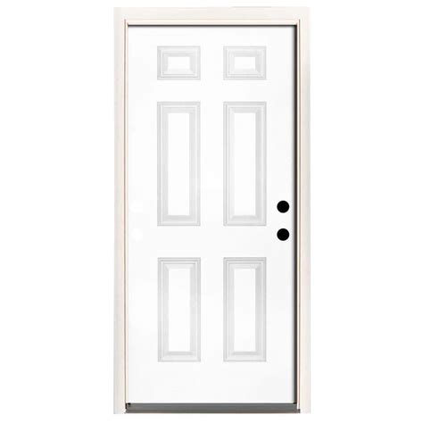 36 In X 80 In 6 Panel Primed Premium Steel Front Door Slab Thdjw166100317 The Home Depot