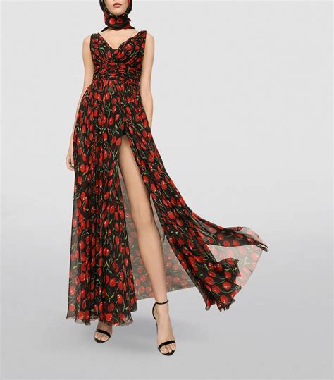 Dolce Gabbana Silk Cherry Print Dress Harrods Us