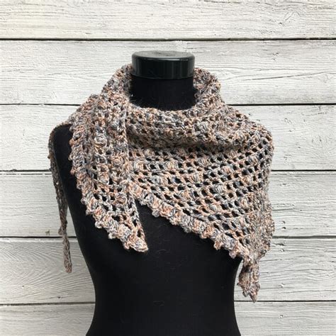 Crochet Shawl Triangle Scarf Pattern Pdf Wool Puff Bobble Etsy