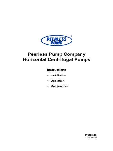 Peerless Pump Company Horizontal Centrifugal Pumps - Manualzz | PDF