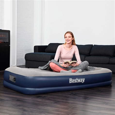 Bestway Inflatable Bed Single Size Air Mattress With Built In Pump And