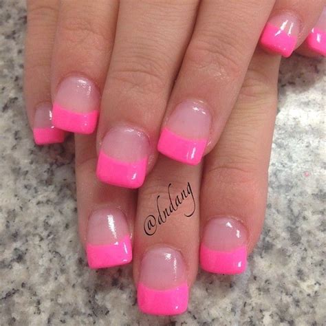 Hot Pink French Tip Acrylic Nails Murninara