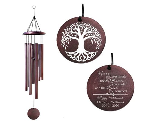 Buy Personalized Retirement Wind Chimes Tree Of Life Bronze Wind