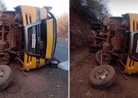 Ônibus escolar tomba na zona rural de Amarante Geral