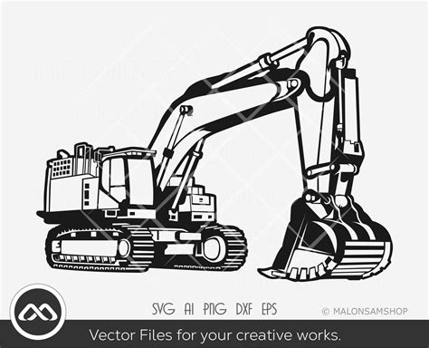 An Excavator Is Shown In This Black And White Image With The Words Svg