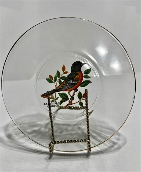 4 Vintage West Virginia Glass Co American SONGBIRD Plates | #4590286107